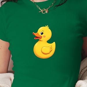 เสื้อยืดแฟชั่นผู้หญิงลายเป็ดยางพร้อมข้อความตัวหนา - Product Image 1