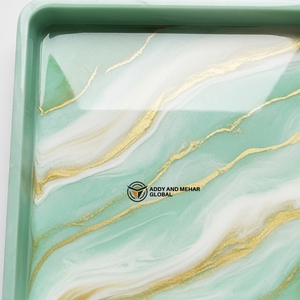 Square Green Marble Resin Serving <b>Tray</b> with Gold Vein Design Decorative Epoxy <b>Tea</b> Coffee Snack Serving <b>Tray</b> for Home Decor - Product Image 5