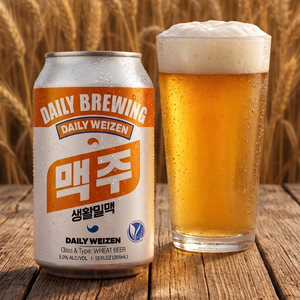 Bière de blé artisanale coréenne Daily Weizen, canette 355ml, carton de 24 pièces, Hefeweizen premium non filtré, 5% ABV, réfrigérée, pour exportation en gros - Product Image 1