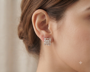 Prix de gros Boucles d'oreilles clous tendance en or massif 14K, serties de moissanite et de diamants taille baguette carrée classique, bijoux hip-hop pour hommes - Product Image 2