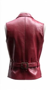 เสื้อกั๊กหนังแท้คอวีสำหรับผู้ชายแบบติดกระดุม - Product Image 6
