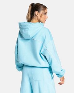 เสื้อฮู้ดดี้สีน้ำเงินอาร์กติกขนาดใหญ่พิเศษพร้อมลายปักแบบ OEM ออกแบบโลโก้ได้ตามต้องการ ชุดวอร์มผู้หญิง 2 ชิ้น ระบายอากาศได้ดี สไตล์สตรีทแวร์ - Product Image 4