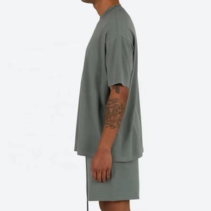 Camiseta Extra Grande para Hombre, Conjunto de Dos Piezas Informal de Verano, Transpirable, para Gimnasio, Entrenamiento, Ropa Deportiva, 100% Algodón, Secado Rápido, Color Sólido - Product Image 5