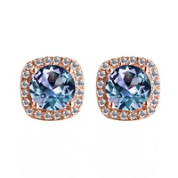Boucles d'oreilles clous géométriques carrées en argent 925 avec pierre précieuse alexandrite, bijoux Destiny, nouveaux bijoux antiques pour femmes