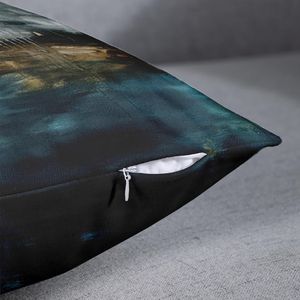 Juego de 4 Fundas de Almohada Decorativas Modernas con Pintura Abstracta Retro en Turquesa, Verde Azulado, Negro y Marrón para Decoración del Hogar - Product Image 4