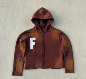 Sweat-shirt à capuche unisexe de haute qualité en coton personnalisé avec impression ou broderie de logo personnalisé, fermeture éclair - Product Image 5