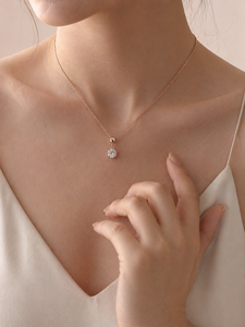 ELVORA GEMS Rose Gold Diamond Pendant Necklace Round Brilliant Cut Minimalist Women's Everyday Wear 18K Plated <b>Model</b> ELVO36 - Product Image 1