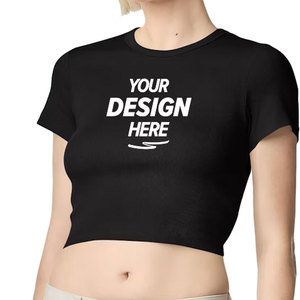 T-shirt court bleu à col rond pour femme, modèle vierge, impression à la demande, design numérique téléchargeable - Product Image 1