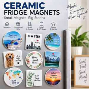 Fabricant d'aimants de réfrigérateur en céramique, aimants souvenirs personnalisés avec logo imprimé, cadeaux promotionnels en gros - Product Image 4