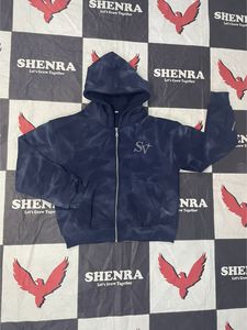 เสื้อฮู้ดซิปประดับเพชรแบบฟอกสีพรีเมียม ผ้าคอตตอนหนา 100% สไตล์สตรีทแวร์ Y2K วินเทจ - Product Image 1