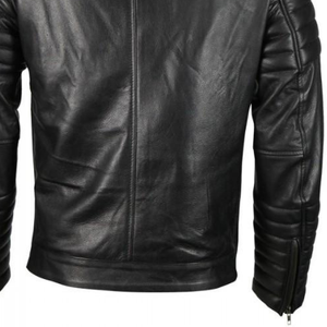 Luxury <b>Men's</b> Genuine <b>Leather</b> Cafe Racer <b>Jacket</b> Modern Slim Fit Full Grain <b>Leather</b> Fashion Outerwear Wholesale Custom - Product Image 3