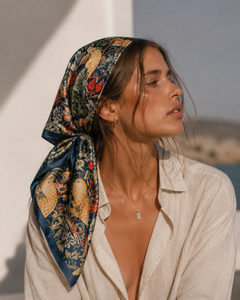 Elegante Pañuelo Cuadrado de Seda con Estampado Floral para Mujer, Accesorio de Moda Multifuncional para Todas las Temporadas - Product Image 2