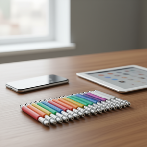 Lápices Stylus coloridos con cordón para uso en teléfonos inteligentes y tabletas - Product Image 3