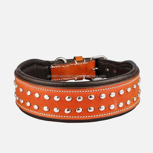 Nuevo diseño atractivo Collar de perro con tachuelas de cuero acolchado cosido duradero con hebilla de rodillo de acero inoxidable sólido y anillo en D - Product Image 5
