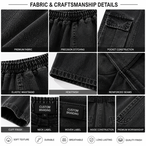 Nouveauté Été 2025 – Short en jean décontracté pour homme TWILL SPORTS, taille haute, noir, à boutons, séchage rapide, écologique, style urbain - Product Image 6