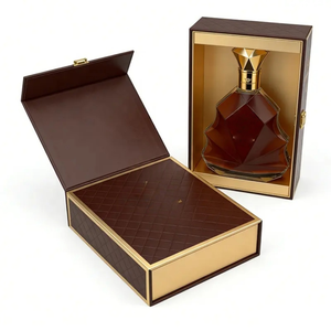 Caja de Regalo de Cartón Rígido de Lujo Personalizada para Botellas de Vino, con Cierre Magnético de Doble Puerta y Diseño Portátil - Product Image 1