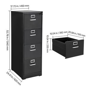 Armadio Verticale in Metallo a 4 Cassetti con Serratura per Ufficio Domestico, Robusto con Maniglia Staccabile - Product Image 3