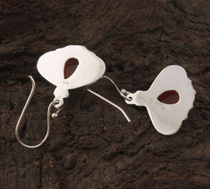 Boucles d'oreilles créoles en lapis-lazuli naturel, argent sterling 925 plaqué rhodium, respectueuses de la peau, style bohème, faites à la main, pierres de guérison - Product Image 4