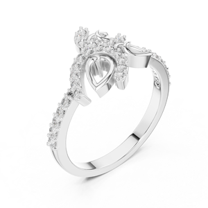 Anillo de Diamantes Cultivados en Laboratorio CELESTIAL LEAF para Mujer, Juego de Anillos de Oro Blanco de 18 Quilates con Baño de Rodio, Corte Glamuroso para Compromiso, Regalo, Fiesta, Boda, Uso Diario - Product Image 3