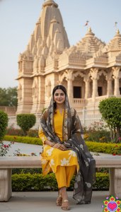 New Designer Party Wear Slub Cotton Fabric With All Over Printed Design - Product Image 2