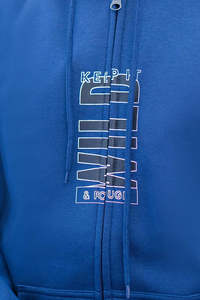 Sudadera con Capucha Azul para Hombre, con Cierre, de Algodón y Felpa, Informal, para Otoño, Corte Regular, con Estampado de Letras y Logotipo Frontal - Product Image 5