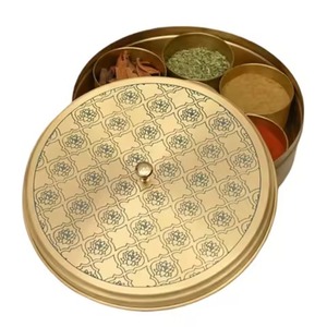 Boîte de rangement durable pour masala en métal avec couvercle décoratif, organisateur de cuisine pour épices, herbes, assaisonnements et préparation culinaire - Product Image 3