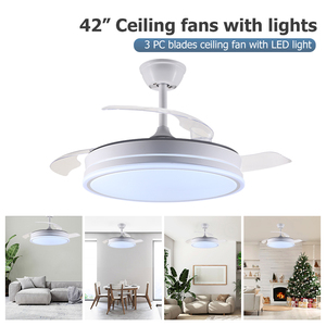 Ventilateur de plafond LED moderne avec pales rétractables, télécommande et <span class=keywords><strong>abat</strong></span>-<span class=keywords><strong>jour</strong></span> à intensité variable pour chambres d'hôtel - Product Image 6