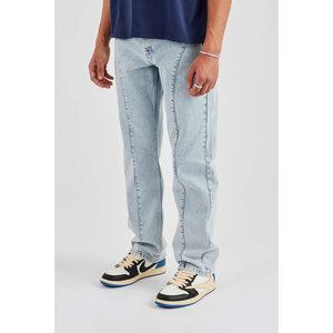 Jeans en denim épais délavé à l'acide pour hommes, style vintage streetwear, coupe ample - Product Image 5
