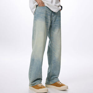 Men's Women's <b>Light</b> Multiple Color Loose Fit Denim Jeans Casual Washed Wide Leg Style Summer Wear Denim Jacket Pant Baggy Styles - Product Image 4