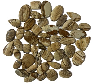 หินจัสเปอร์อัญมณีทรงหลังเบี้ยปรับแต่งภาพเกรดสูงสำหรับการทำเครื่องประดับธรรมชาติ - Product Image 1