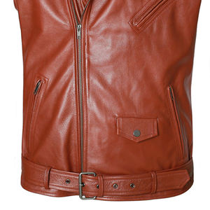 Lightweight Mens Leather <b>Vest</b> Real Cowhide Leather Casual Sleeveless <b>Top</b> High Quality Biker Outerwear Biker Leather <b>Vests</b> - Product Image 4