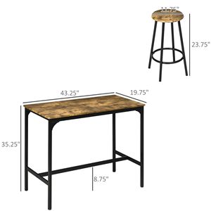 Set di mobili da Bar industriali in 5 pezzi sgabelli rotondi con struttura in metallo e tavolo per sala da pranzo da Pub - Product Image 3