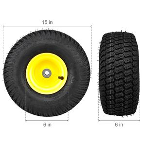 Set di 2 Pneumatici S Turf per Tosaerba 15x6 6'' Senza Camera d'Aria, Ruote per Trattore con Offset di 3'', Assemblaggio Hu per Trattori e Tosaerba - Product Image 6