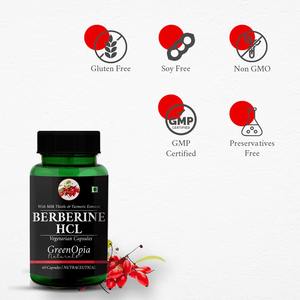 Capsules de berbérine HCL GreenOpia |   Extrait de berbérine, de chardon-marie et de curcuma |   60 Capsules végétariennes |   Complément alimentaire pour adultes | - Product Image 1