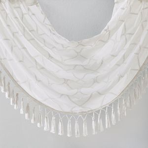 Mantovana a cascata bianca ricamata con diamanti 38x46 pollici eleganti tende e mantovane - Product Image 4