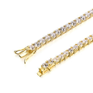 ROUND CUT NATURAL DIAMOND TENNIS NECKLACE LUXURY ICED OUT <b>GOLD</b> PRONG SET <b>CHAIN</b> FINE JEWELRY FOR <b>MEN</b> AND WOMEN WHOLESALEROUND CUT - Product Image 2