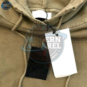 Sudadera con Capucha de Manga Larga con Efecto Desgastado, Personalizada, de Algodón Mezclado, Diseño Exclusivo para Hombre - Product Image 4