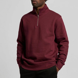 Sweat-shirt à col zippé contrasté en coton épais, style streetwear, personnalisable avec étiquette privée pour les marques de vêtements - Product Image 4