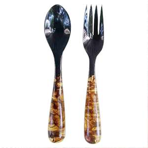 Juego de utensilios para ensalada de color azul, hecho a mano, ecológico, apto para lavavajillas, utensilios para ensalada para el hogar y la cocina, hecho en India - Product Image 3