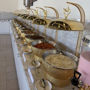 Elegante calentador de alimentos tipo buffet de acero inoxidable con revestimiento dorado y tapa, para uso en hoteles, hogares, catering y banquetes. - Product Image 5