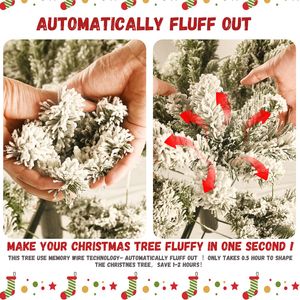 Sapin de Noël artificiel floqué pré-éclairé de 2,7 m en PVC articulé avec 650 lumières - Product Image 6