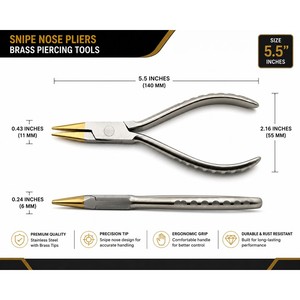 Snipe Nose Pliers Brass <b>Piercing</b> Tools Non Marring Jewelry Making Tool ZetomedPro - Product Image 5