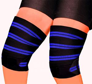 Genouillères à rayures personnalisées OEM de 78 pouces de long pour l'haltérophilie, vente en gros de genouillères de dynamophilie pour squat, gym, équipement de fitness - Product Image 1