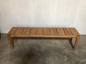 Muebles de Exterior Modernos de Madera de Teca, Banco de Madera Maciza con Correa de Cuero Tejida, para Entrada, Balcón, Jardín, Patio, Venta Directa de Fábrica al por Mayor - Product Image 6