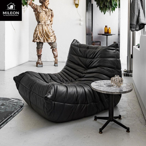 Muebles de Sala de Estar de Diseño Italiano Moderno y Lujoso, Sofá Combinado de Cuero para Sala de Estar de Villa, Conjunto Doble, Triple y Multipersona - Product Image 4