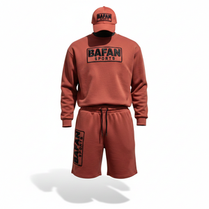 Ensemble sweat-shirt et short en molleton de coton premium pour homme, tissu brossé, logo en silicone, coupe ajustée, personnalisable - Product Image 1