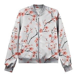 Custom <b>Women</b>’s Bomber <b>Jackets</b> Long Sleeve Casual Floral Zip-Up <b>Jackets</b> <b>Lightweight</b> Fashion Outerwear Streetwear Bomber - Product Image 1