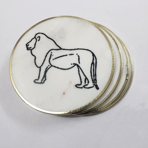 Offre Spéciale luxe personnalisé chien imprimé naturel travertin tasse à thé pierre caboteur cadeau de mariage parfait pour tapis et tampons - Product Image 2