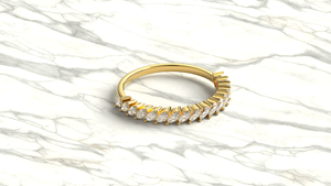 Anillo de Boda de Lujo en Oro de 18K con Diamantes Marquise Inclinados, Anillo de Eternidad Apilable, Anillo de Promesa de Boda, Joyería Fina para Mujer - Product Image 3