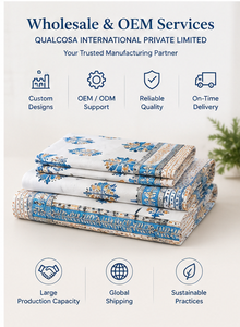 Ensemble de housse de couette en coton 100% imprimé à la main, 3 pièces |   Literie florale indienne de luxe léger de style Jaipuri |   Vente en gros de textiles de maison 200TC - Product Image 6